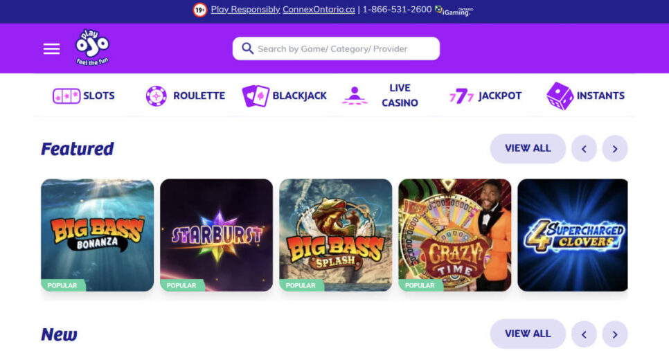 Unique Ontario online casino - PlayOJO